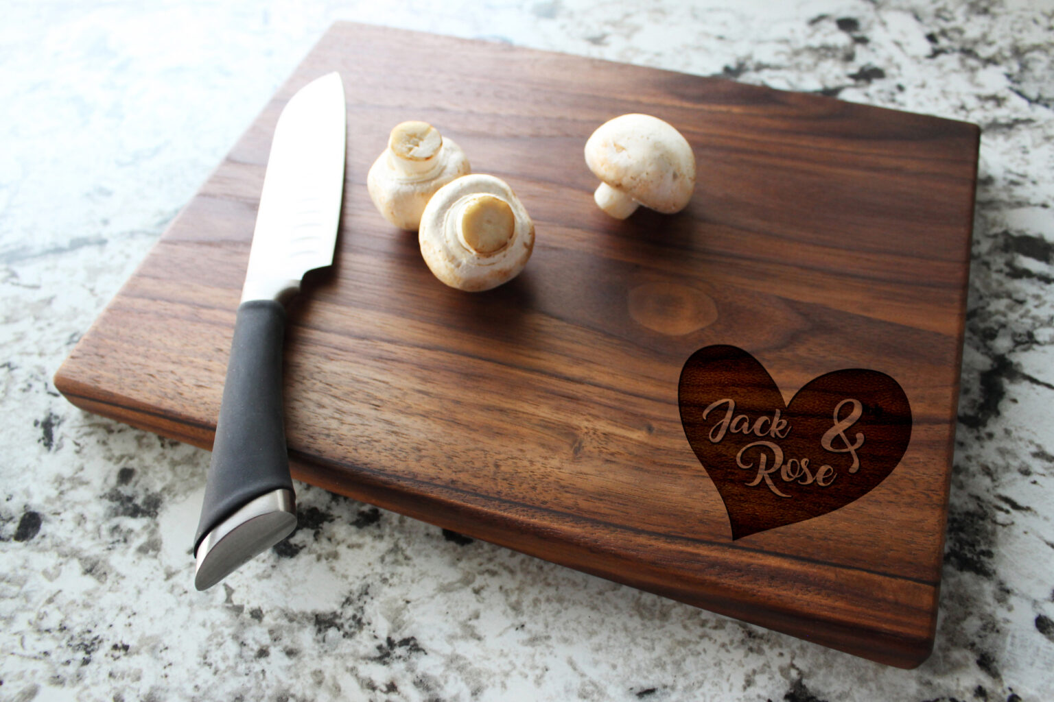 Personalized Engraved Cutting Board With Heart And Couples Names Design For Anniversary Or 